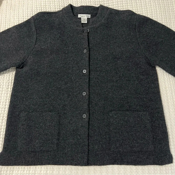 Deane & White Sweater Jacket Women’s Medium Gray Wool Pockets Cardigan Vtg - Picture 3 of 13
